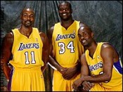 Los Angeles Lakers, foto de Karl Malone, Shaquille O'Neal y Gary Payton