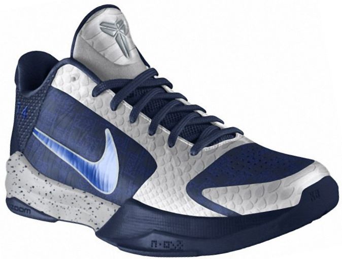 Kobe Bryant basketball shoes pictures: Nike Zoom Kobe V 5 2010 Nike id Edition in colors blue and white