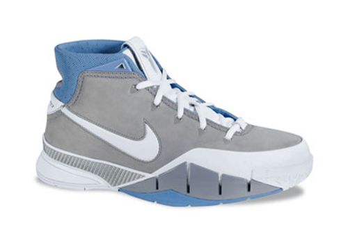 Kobe Bryant basketball shoes picture: Nike Zoom Kobe I white, grey and sky blue
