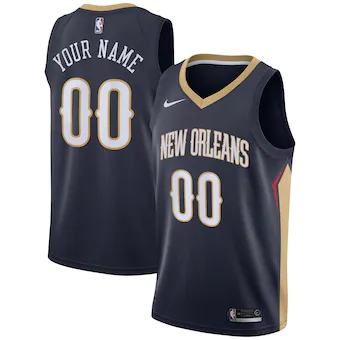 Custom New Orleans Pelicans Nike Navy Replica Jersey