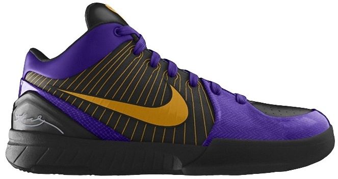 Kobe Bryant basketball shoes pictures: Nike Zoom Kobe IV 4 2009 Finals iD Edition in colors black, purple and gold, picture 02