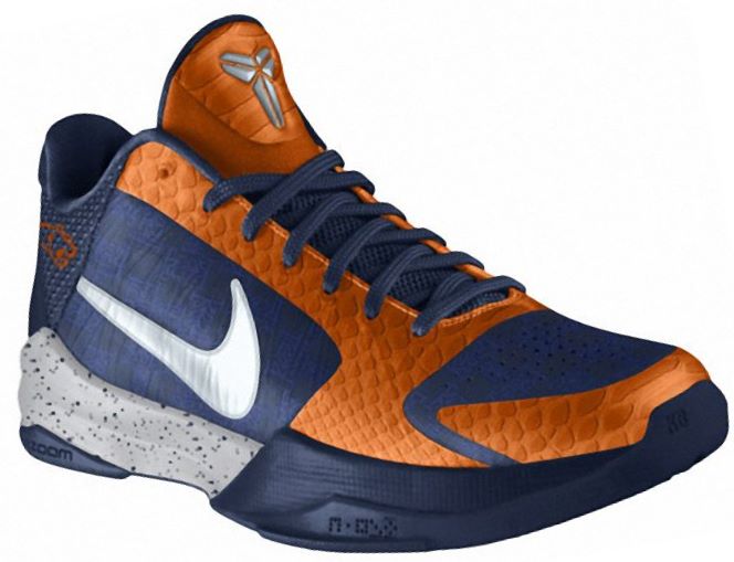 Kobe Bryant basketball shoes pictures: Nike Zoom Kobe V 5 2010 Nike id Edition in colors blue and orange