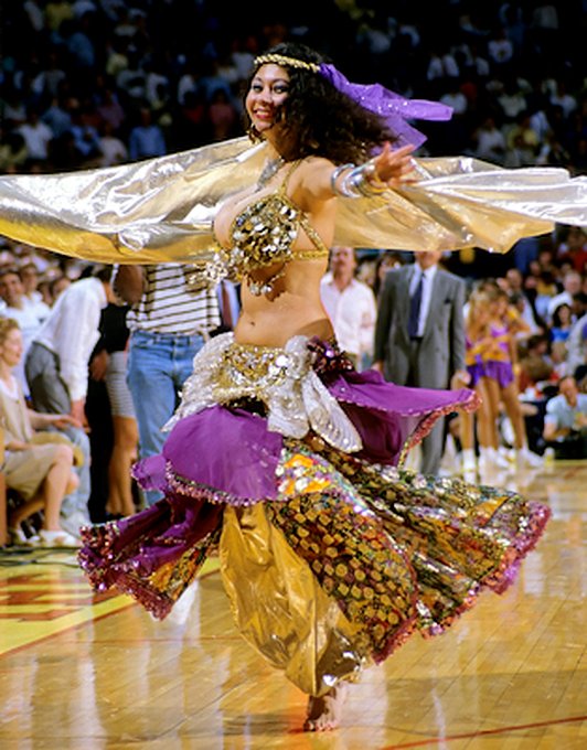 Picture of Los Angeles Lakers Belly Dancer at the 1987 NBA Finals at the Los Angeles Forum.. Photo by Steve Lipofsky