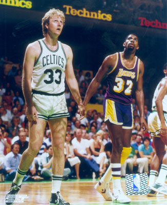 Magic Johnson with Larry Bird picture