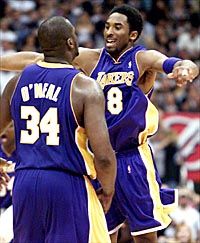 Shaq and Kobe celebrate