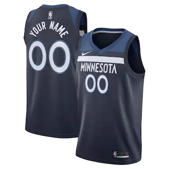 Custom Minnesota Timberwolves Nike Navy Road Jersey