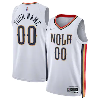 Custom New Orleans Pelicans Nike White Home Jersey